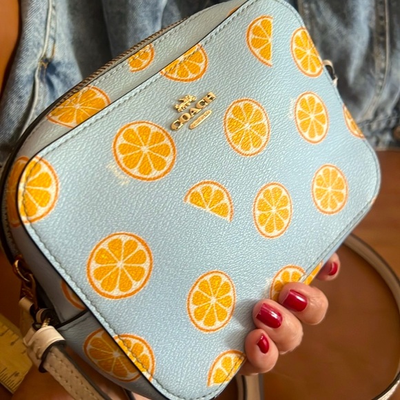 Limited Edition Coach Mini Camera Bag Crossbody With Orange Print - Picture 3 of 15